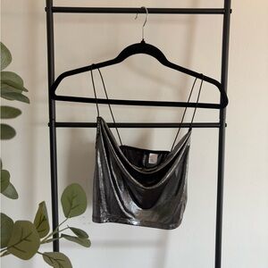 Silver Metallic Crop Top